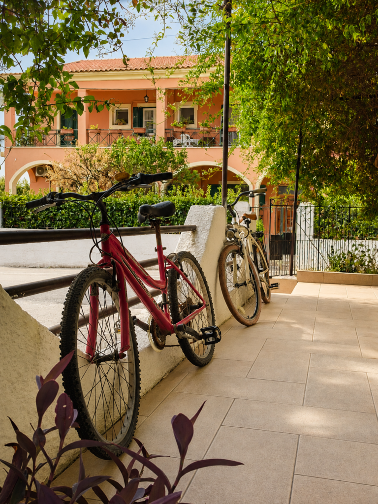 Bicycles for eco-friendly travel in Corfu at Nostalgia Corfu Town Apartments