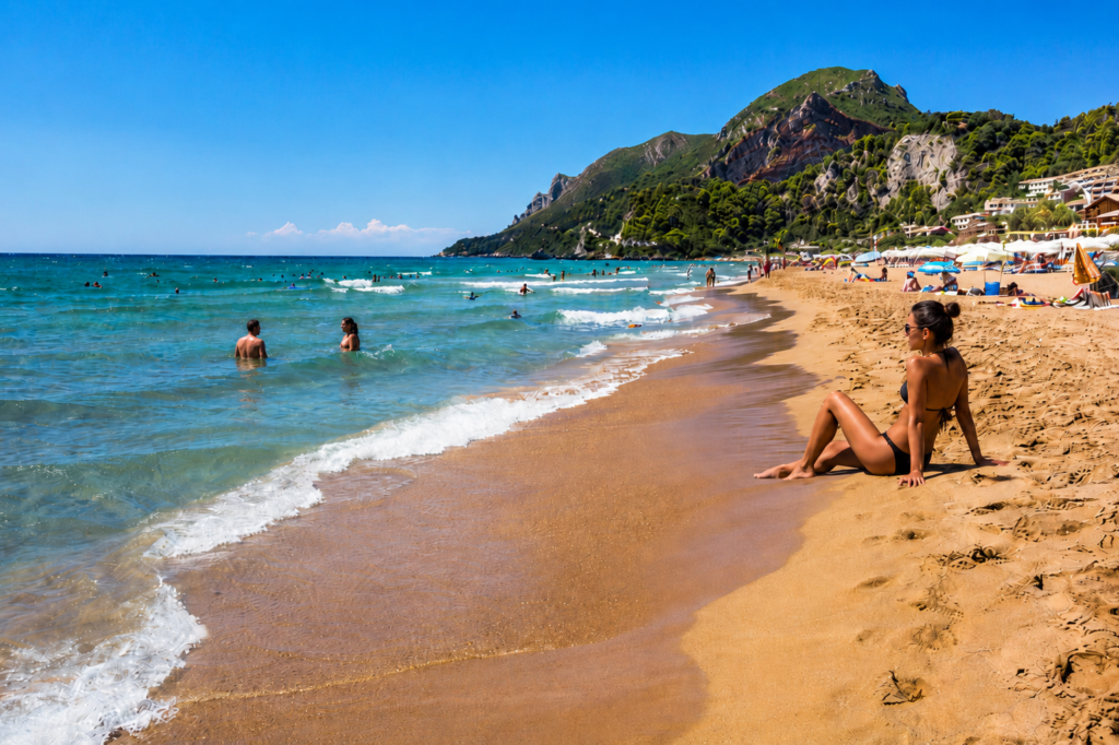 Glyfada beach in Corfu