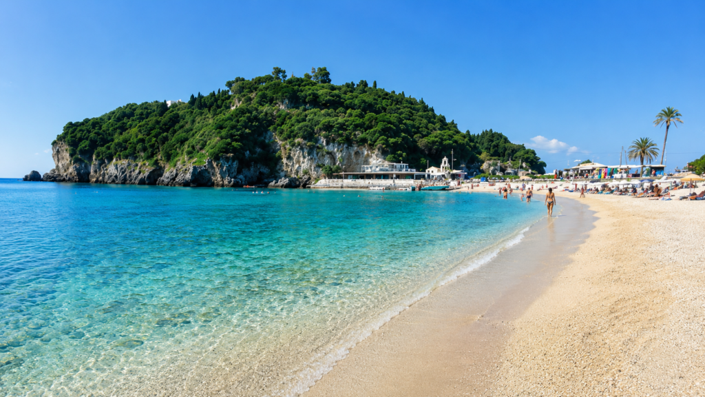 Palaiokastritsa beach in Corfu Island amazing clear waters